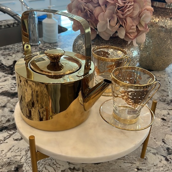 NWT GOLD METAL TEA POT 1.5 LITER - Picture 4 of 17